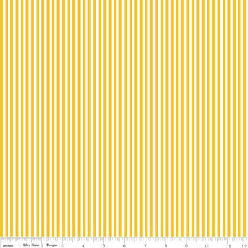 SALE Mustard Yellow & White 1/8 Eighth Inch Stripe - Riley Blake - Quilting Cotton Fabric