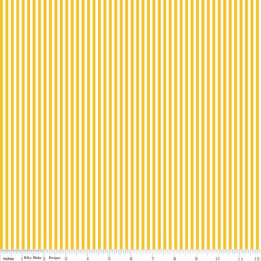 DEAL Mustard Yellow & White 1/8 Eighth Inch Stripe - Riley Blake - Quilting Cotton Fabric