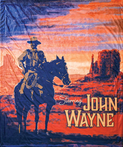 SALE John Wayne Minky Blanket - MB1008 - Riley Blake Designs - Western Wild West Cowboy Horse - Prepackaged Dreamy Minky Blanket