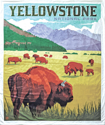 Yellowstone National Parks Minky Blanket - MB1018 - Riley Blake Designs - Prepackaged Dreamy Minky Blanket - Licensed Product