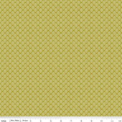 Fat Quarter End of Bolt - Awesome Autumn Diamonds C12177 Olive by Riley Blake Designs - Fall Geometric - Quilting Cotton Fabric