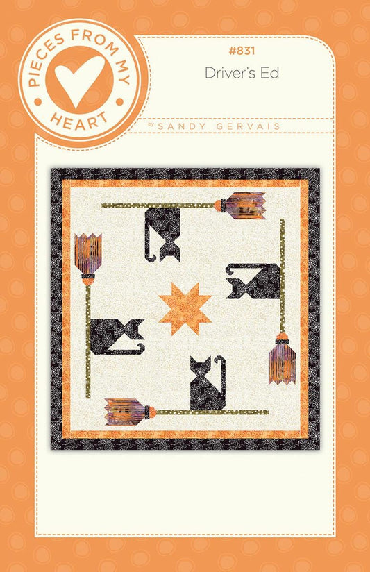 DEAL Driver's Ed Quilt PATTERN P157 - Sandy Gervais - Riley Blake Design - INSTRUCTIONS Only - Halloween Witch Broom Cats