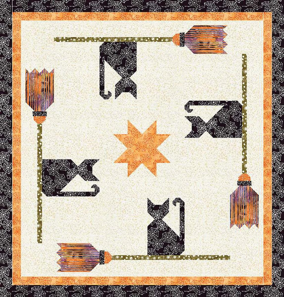 Driver's Ed Quilt PATTERN P157 by Sandy Gervais - Riley Blake Design - INSTRUCTIONS Only - Halloween Witch Broom Cats