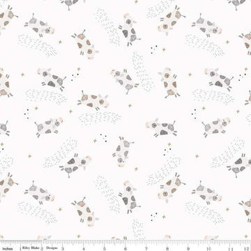 18" End of Bolt - FLANNEL Till the Cows Come Home Cows F16111 Cloud - Riley Blake - Cows Jumping Stars Celestial - FLANNEL Cotton Fabric