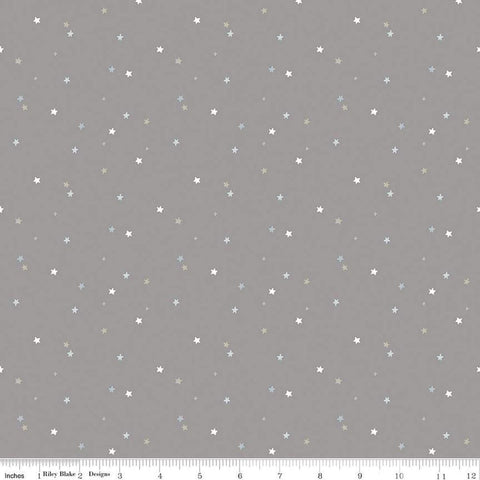 FLANNEL Till the Cows Come Home Stars F16114 Steel - Riley Blake Designs - Scattered Stars Celestial - FLANNEL Cotton Fabric