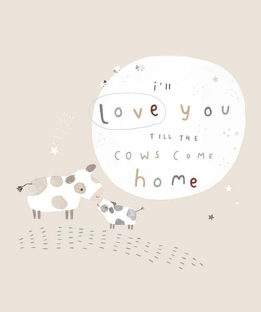 FLANNEL Till the Cows Come Home Panel FP16115 Ash - Riley Blake Designs - Cows Beige Phrase Words - FLANNEL Cotton Fabric