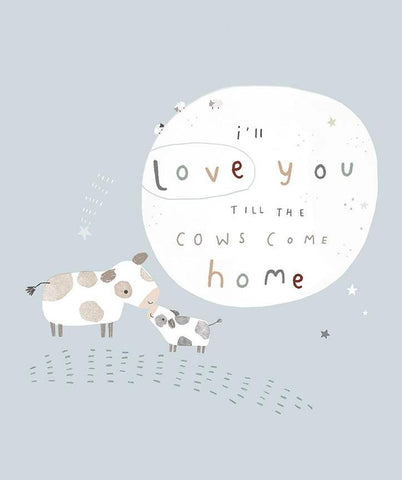 FLANNEL Till the Cows Come Home Panel FP16115 Blue by Riley Blake Designs - Cows Beige Phrase Words - FLANNEL Cotton Fabric
