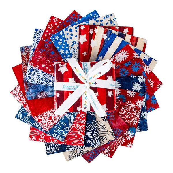 SALE Batiks ExpressionsLet Freedom Reign Fat Quarter Bundle 21 pieces - Riley Blake Designs - Pre cut Precut - Quilting Cotton Fabric