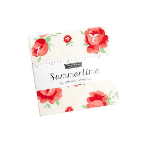 Summertime Charm Pack 5" Stacker Bundle - Moda Fabrics - 42 piece Precut Pre cut - Floral Flowers - Quilting Cotton Fabric
