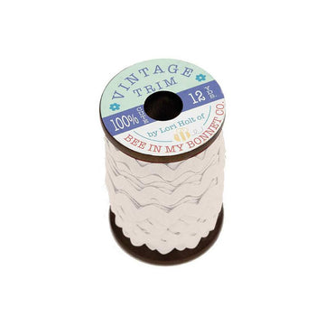 DEAL Lori Holt Vintage Trim Small on Wooden Spool STVT-40875 Latte - Riley Blake Designs - 12 Yards of 1/4" Polyester Trim