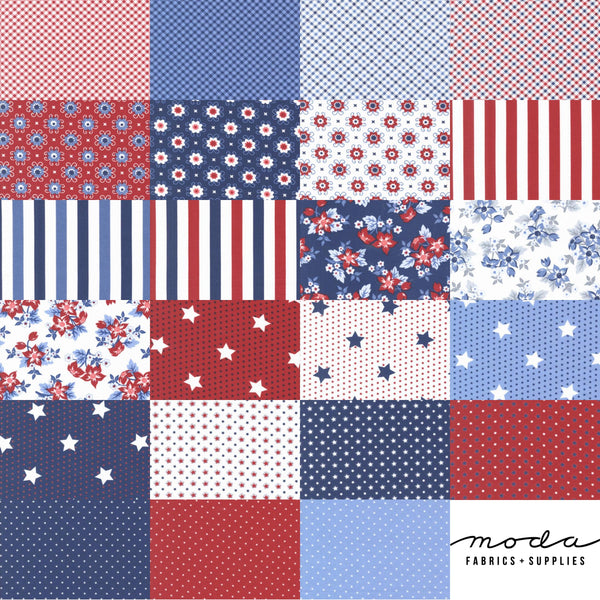 Star Spangled 2.5-Inch Jelly Roll Rolie Polie 40 pieces  - Moda Fabrics - Patriotic USA - Precut Bundle - Quilting Cotton Fabric