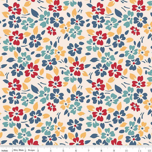 3 Yard 5" End of Bolt - Americana Glory Multi Patriotic Floral 108" WIDEBACK - WB16105 - Riley Blake Quilting Cotton Fabric