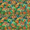 Image of the Skullduggery Floral Geo Green quilting cotton fabric by Morris Creative Group by QT Fabrics. Features flowers on a green background. Cute Little Fabric Shop