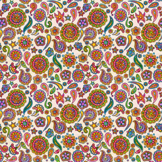 Image of the Skullduggery Ditsy Geo White quilting cotton fabric by Morris Creative Group by QT Fabrics. Features flowers on an white background. Cute Little Fabric Shop