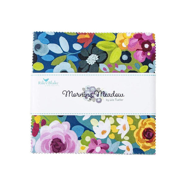 Morning Meadow Charm Pack 5" Stacker Bundle - Riley Blake Designs - 42 piece Precut Pre cut - Floral Flowers - Quilting Cotton Fabric