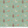 Fat Quarter End of Bolt - FLANNEL Woodland Creatures F16023 Pine - Riley Blake - Trees Leaves Rabbits Deer Bears Fox - FLANNEL Cotton Fabric