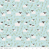 24" End of Bolt - FLANNEL Little Lambs F16027 Blue - Riley Blake Designs - Sheep Field Flowers Lamb Floral - FLANNEL Cotton Fabric