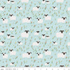 15" End of Bolt - FLANNEL Little Lambs F16027 Blue - Riley Blake Designs - Sheep Field Flowers Lamb Floral - FLANNEL Cotton Fabric