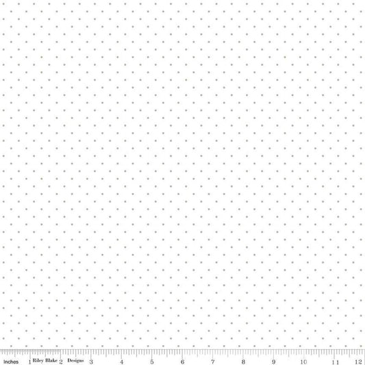 32" End of Bolt - FLANNEL Dots on White F16028 Gray - Riley Blake Designs - Small Dots Spots Circles - FLANNEL Cotton Fabric