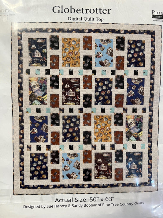 SALE Globetrotter Digital QUILT ToP - Sue Harvey Quilt Design - Globetrotter - QT Fabrics - Digital Quilt Top - Quilting Cotton
