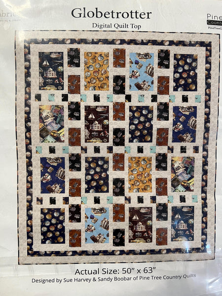 SALE Globetrotter Digital QUILT ToP by Sue Harvey Quilt Design - Globetrotter - QT Fabrics - Digital Quilt Top - Quilting Cotton