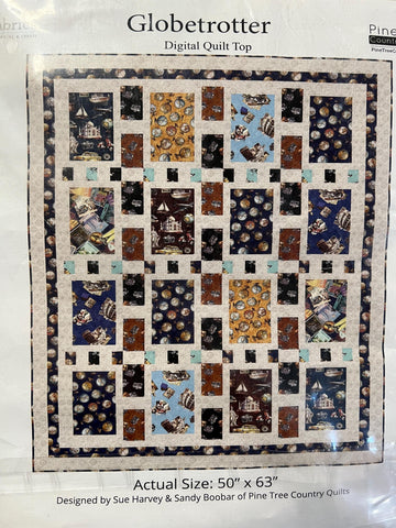 SALE Globetrotter Digital QUILT ToP by Sue Harvey Quilt Design - Globetrotter - QT Fabrics - Digital Quilt Top - Quilting Cotton