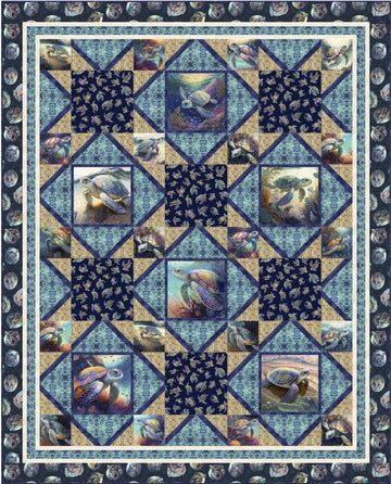 DEAL Blue Travelers Digital QUILT ToP - Sue Harvey Quilt Design - Endless Blues - QT Fabrics - Digital Quilt Top - Quilting Cotton