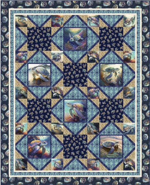Blue Travelers Digital QUILT TOP by Sue Harvey Quilt Design - Endless Blues - QT Fabrics - Digital Quilt Top - Quilting Cotton
