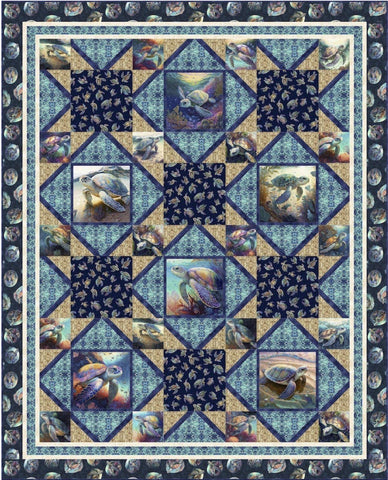 Blue Travelers Digital QUILT TOP by Sue Harvey Quilt Design - Endless Blues - QT Fabrics - Digital Quilt Top - Quilting Cotton