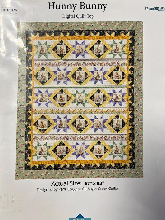 SALE Hopscotch Digital QUILT ToP - Pam Goggans - Hunny Bunny - QT Fabrics - Digital Quilt Top - Quilting Cotton