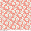 Image of the Sunsetridge Roses Salmon quilting cotton fabric by Minki Kim for Riley Blake Designs. Features flowers on a pink background. Cute Little Fabric Shop