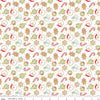 Image of the Gingerbread Kisses Sugar Cookies White quilting cotton fabric. Features cookies on a white background. Cute Little Fabric Shop