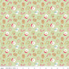 Image of the Gingerbread Kisses Sugar Cookies Green quilting cotton fabric. Features cookies on a green background. Cute Little Fabric Shop