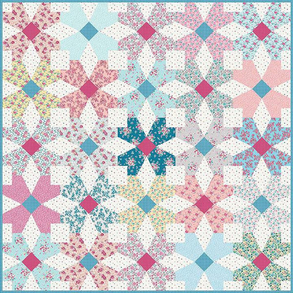 Ring Around the Posies Quilt PATTERN P124 by Gerri Robinson - Riley Blake - INSTRUCTIONS Only - Three Designs Square Quilt