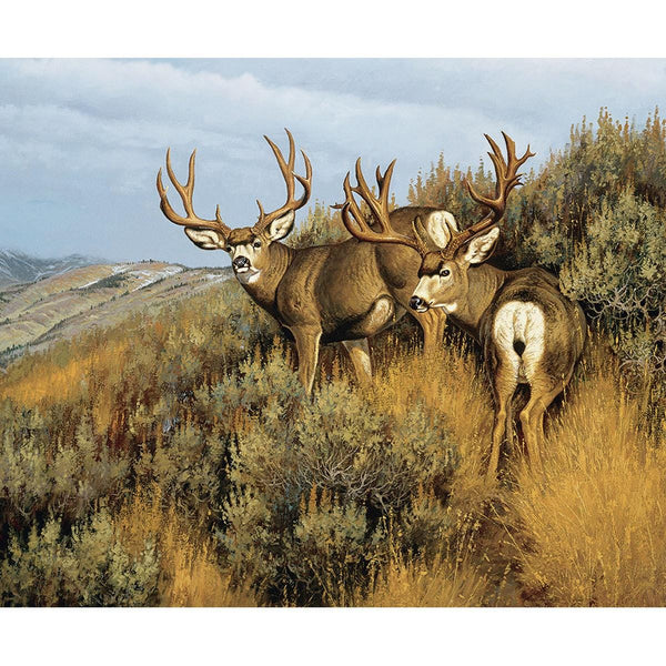 SALE Majestic in Nature Low Country Mulies Panel PD15981 - Riley Blake Designs - DIGITALLY PRINTED - Deer Brush - Quilting Cotton Fabric