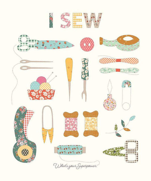 Sunsetridge I Sew Panel P15738 - Riley Blake Designs - Sewing Icons Tools - Quilting Cotton Fabric