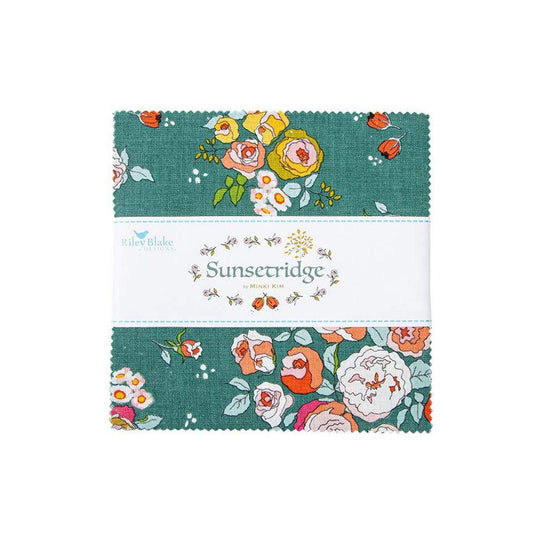 SALE Sunsetridge Charm Pack 5" Stacker Bundle - Riley Blake Designs - 42-Piece Precut  - Floral Flowers - Quilting Cotton Fabric