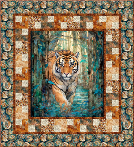Eye of the Tiger Amazing Digital QUILT TOP by Morris Creative Group - Tiger Forest - QT Fabrics - Digital Quilt Top - Quilting Cotton
