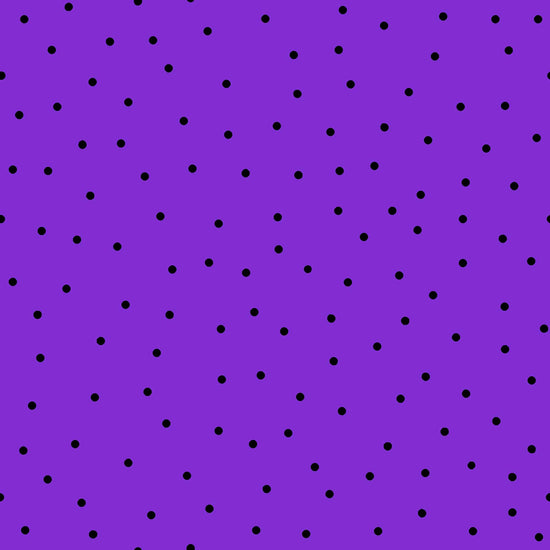 Image of the Steampunk Halloween 3 Dot Purple quilting cotton fabric. Features halloween dots on a purple background. Cute Little Fabric Shop