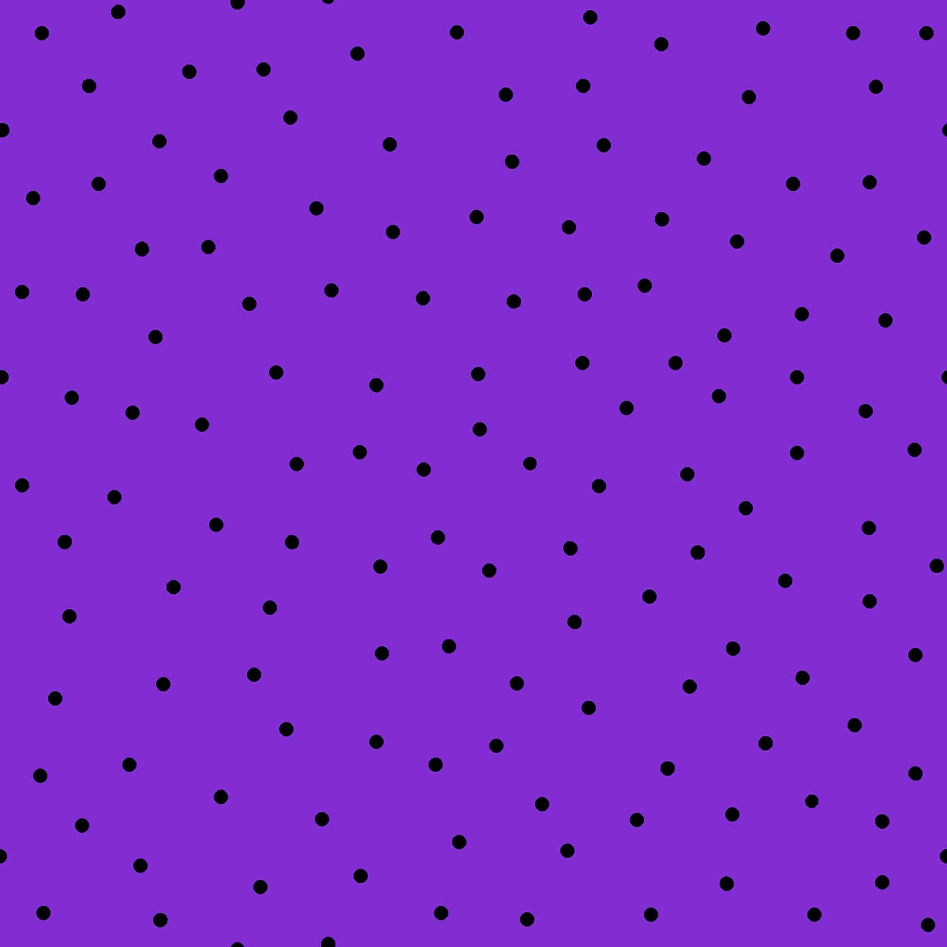 Image of the Steampunk Halloween 3 Dot Purple quilting cotton fabric. Features halloween dots on a purple background. Cute Little Fabric Shop