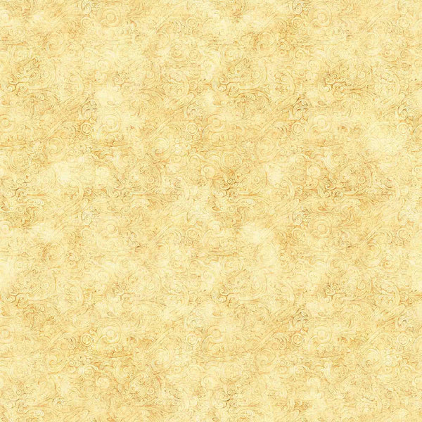 Image of the Festivus Festivus Blender Tan quilting cotton fabric by Dan Morris for Riley Blake Designs. Features an abstract swirl on a yellow background. Cute Little Fabric Shop