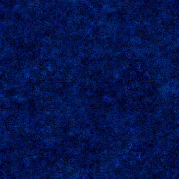 Image of the Festivus Festivus Blender Navy quilting cotton fabric by Dan Morris for Riley Blake Designs. Features an abstract swirl on a blue background. Cute Little Fabric Shop