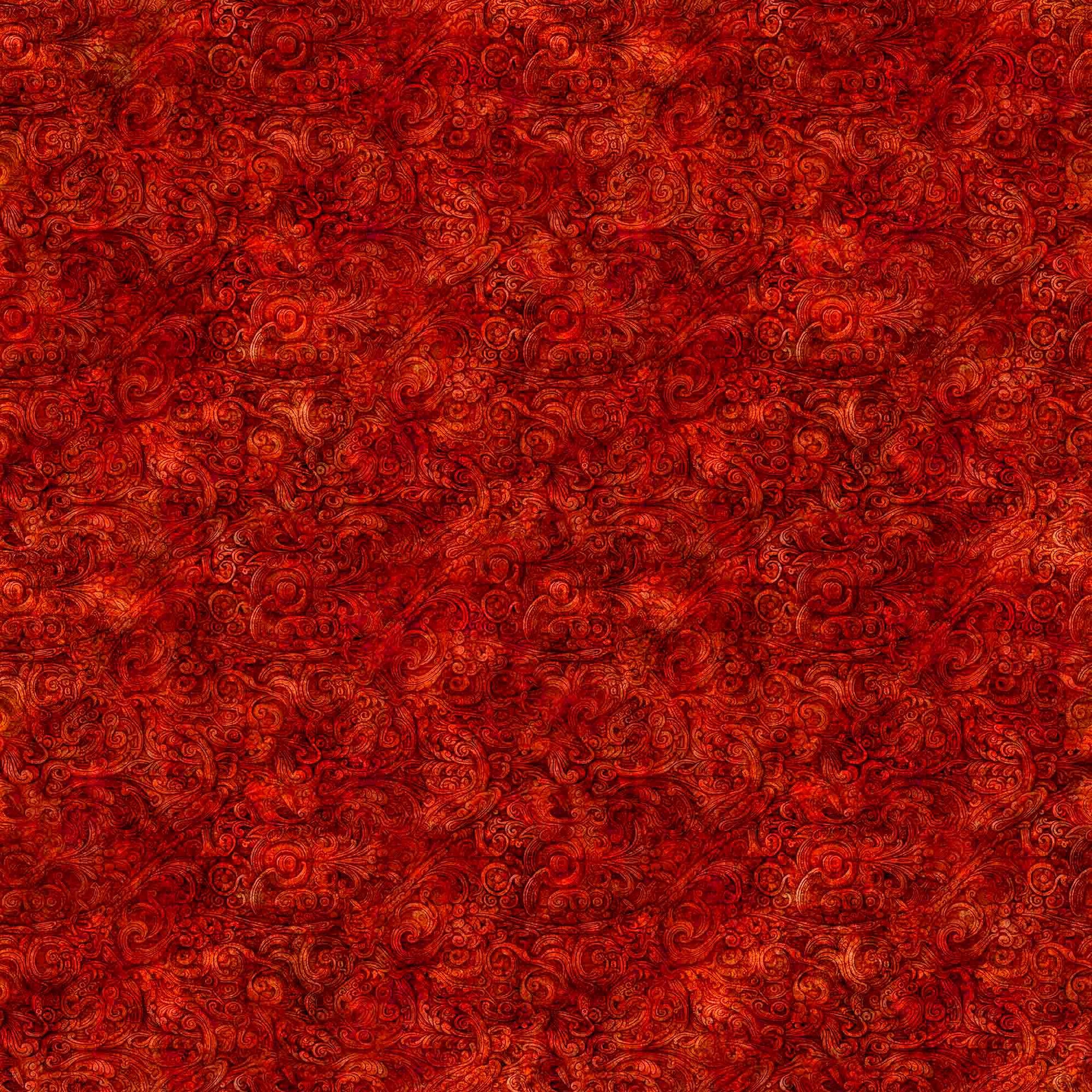 Image of the Festivus Festivus Blender Red quilting cotton fabric by Dan Morris for Riley Blake Designs. Features an abstract swirl on a red background. Cute Little Fabric Shop