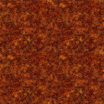 Image of the Festivus Festivus Blender Rust quilting cotton fabric by Dan Morris for Riley Blake Designs. Features an abstract swirl on a red background. Cute Little Fabric Shop