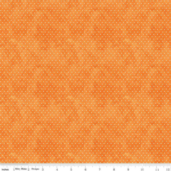 Image of the Ghoul Friends Dots Orange quilting cotton fabric by Teresa Kogut for Riley Blake Designs. Features dots on an orange background. Cute Little Fabric Shop