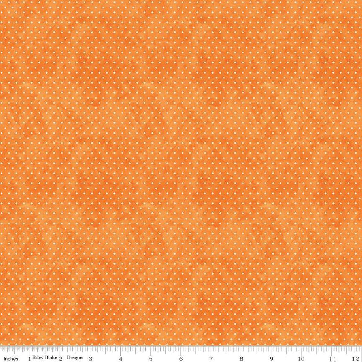 Image of the Ghoul Friends Dots Orange quilting cotton fabric by Teresa Kogut for Riley Blake Designs. Features dots on an orange background. Cute Little Fabric Shop