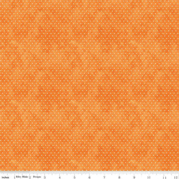 Image of the Ghoul Friends Dots Orange quilting cotton fabric by Teresa Kogut for Riley Blake Designs. Features dots on an orange background. Cute Little Fabric Shop