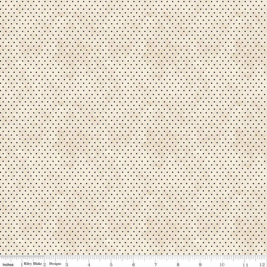 Image of the Ghoul Friends Dots Cream quilting cotton fabric by Teresa Kogut for Riley Blake Designs. Features dots on a cream background. Cute Little Fabric Shop