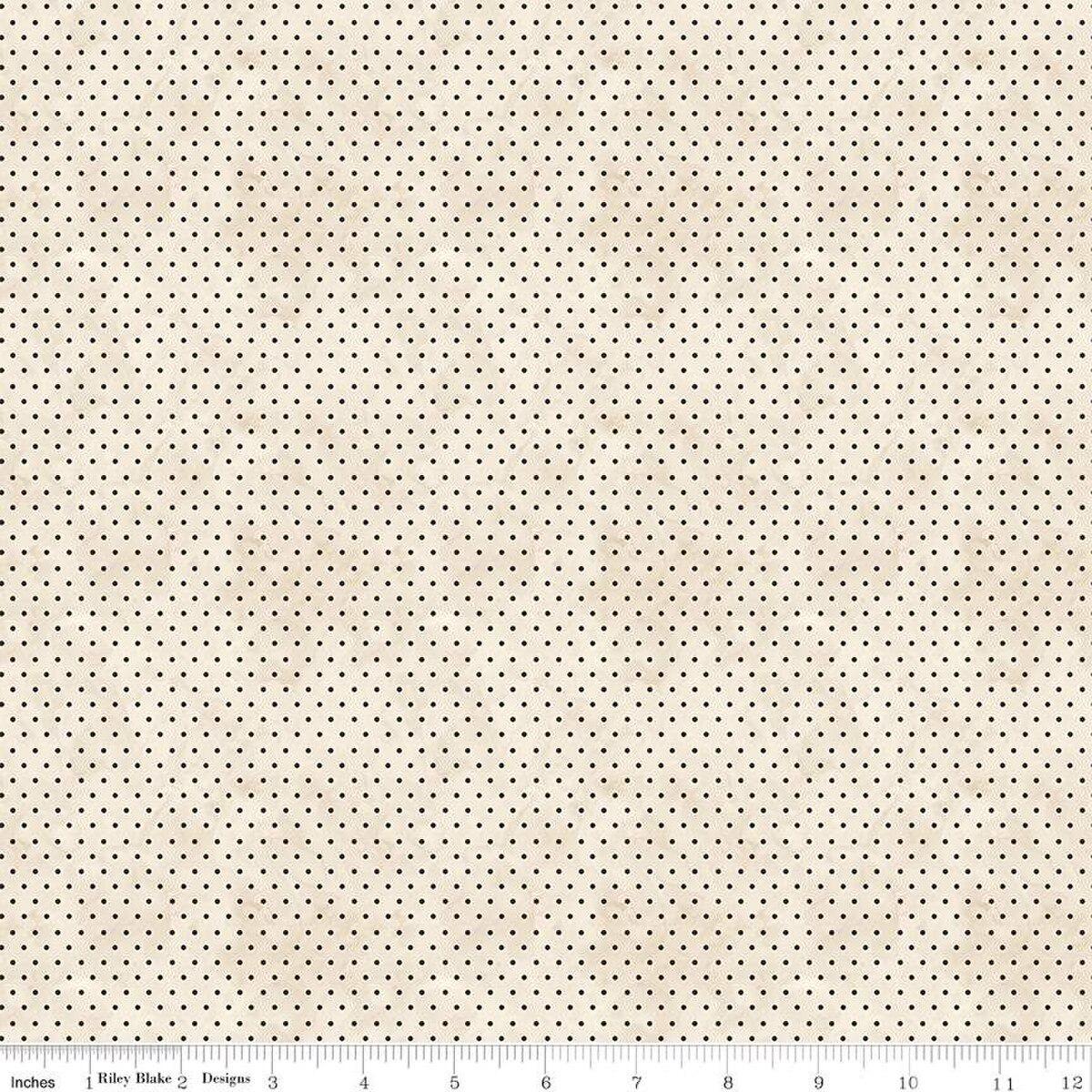 Image of the Ghoul Friends Dots Cream quilting cotton fabric by Teresa Kogut for Riley Blake Designs. Features dots on a cream background. Cute Little Fabric Shop