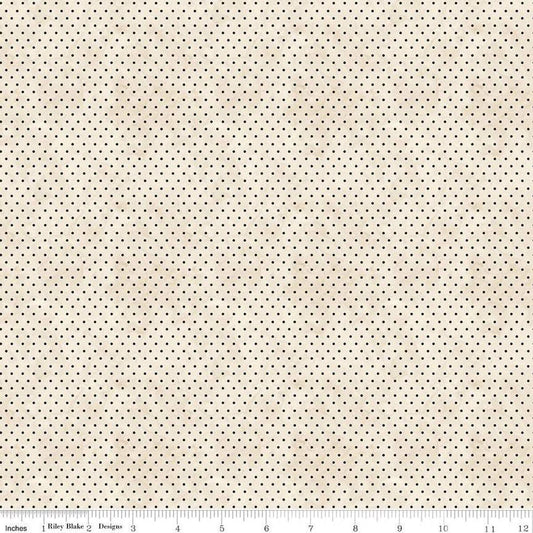 Image of the Ghoul Friends Dots Cream quilting cotton fabric by Teresa Kogut for Riley Blake Designs. Features dots on a cream background. Cute Little Fabric Shop